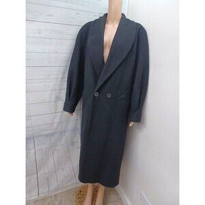 Donny Brook Long Black Coat Womens Size 10 Wool Double Breasted Classic Lined